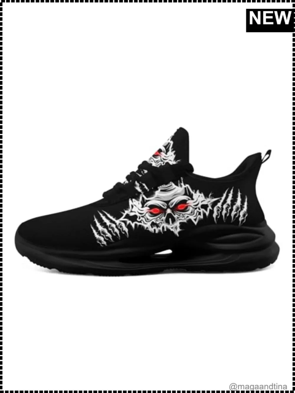Skull Graphic Running Shoes Lightweight Cushioned Non Slip Breathable Mesh